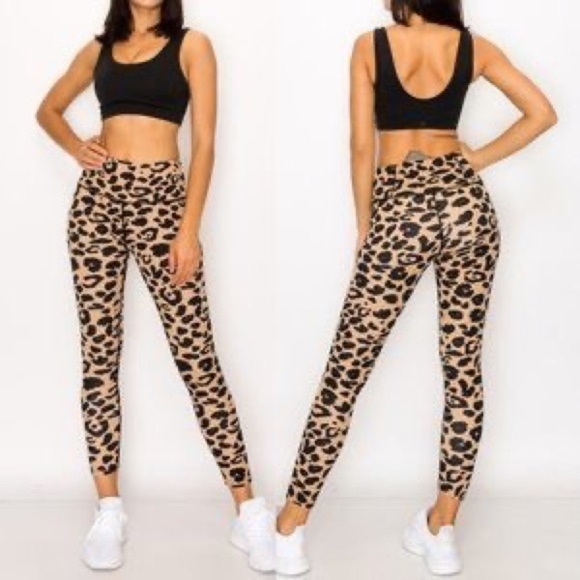High Waist Animal Print Leopard Print legging M New In Package Brown leopard - Picture 2 of 8